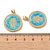 Brass Micro Pave Cubic Zirconia with Synthetic Opal Pendants KK-D096-15G-3