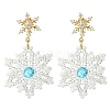 Christmas Snowflake Glass Seed Braided Dangle Earrings EJEW-MZ00233-05-1