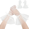 Satin Lace Bridal Short Gloves AJEW-WH0473-10-1