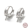 Rhodium Plated 925 Sterling Silver Hoop Earring Findings STER-P056-02P-1