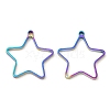 304 Stainless Steel Open Back Bezel Star Pendants STAS-Z040-01RC-1