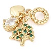 Rack Plating Brass Clear & Green Cubic Zirconia European Dangle Charms KK-P287-24G-2