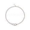 Non-Tarnish 304 Stainless Steel Handcuff Pendant Neckkace with Curb Chains for Men Women NJEW-TA00038-1