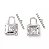 Brass Pave Clear Cubic Zirconia Toggle Clasps KK-E068-VC181-1