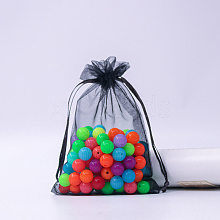 Rectangle Organza Drawstring Bags CON-PW0001-054D-08