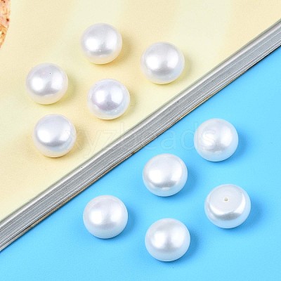 Half Drilled Natural Cultured Freshwater Pearl Beads PEAR-R008-01-1