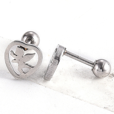 Tarnish Resistant 201 Stainless Steel Barbell Cartilage Earrings EJEW-R147-35-1