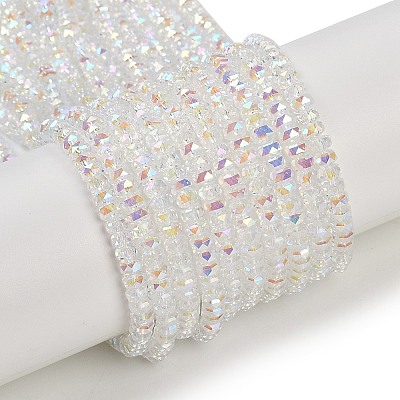 Electroplate Glass Beads Strands GLAA-Q105-03F-1