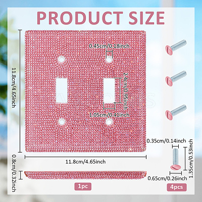 Plastic Rhinestone Receptacle Outlet Wall Plate AJEW-WH0696-349-1