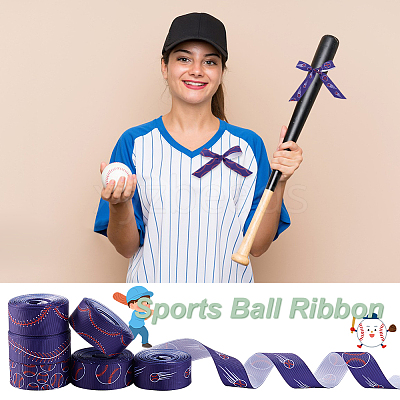 6 Styles Baseball Theme Polyester Ribbon OCOR-GA0001-97-1