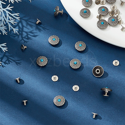15Pcs 1-Hole Alloy & Plastic Beads Buttons BUTT-HY0001-11D-1