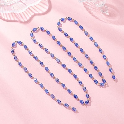 Oval Glass Beaded Link Chains AJEW-JB01471-01-1