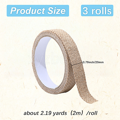 3 Rolls Linen Adhesive Tape for Scrapbook AJEW-GF0012-49A-1