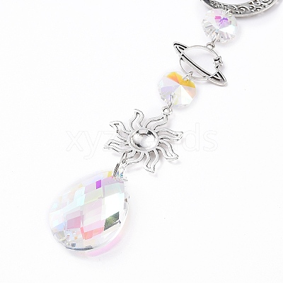 AB Color Plated Crystal Teardrop Big Pendant Decorations HJEW-G019-03E-1