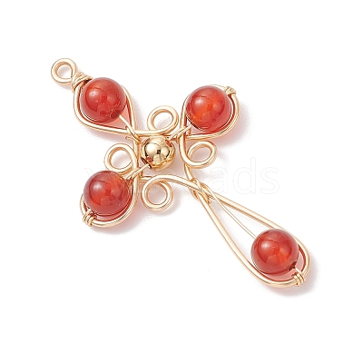 4Pcs 4 Styles Natural Carnelian(Dyed & Heated) Pendants PALLOY-TA00326-02-1