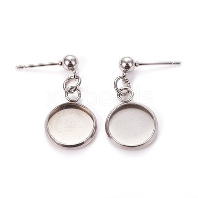 Tarnish Resistant 304 Stainless Steel Stud Earring Settings STAS-L226-019H-P-1