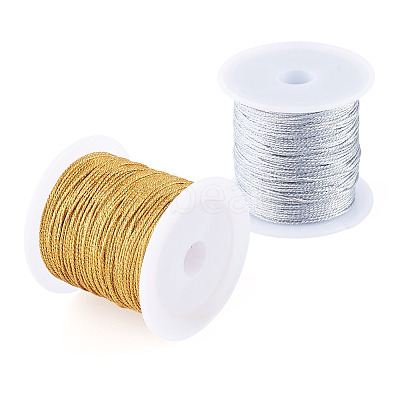 2 Rolls 2 Colors 15-Ply Round PET Metallic Thread MCOR-TA0001-03E-1
