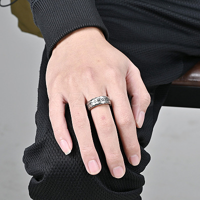Viking Word Pattern 304 Stainless Steel Finger Rings for Men FS-WG08DAB-09-1