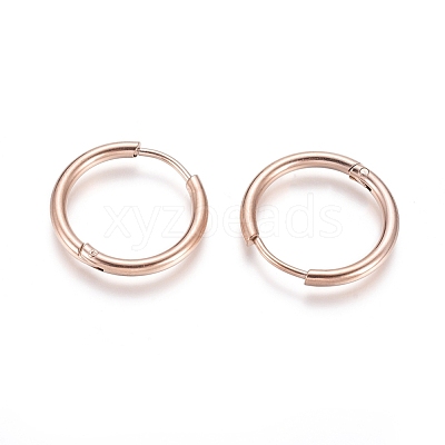 Ion Plating(IP) 304 Stainless Steel Huggie Hoop Earrings EJEW-F111A-19mm-RG-1