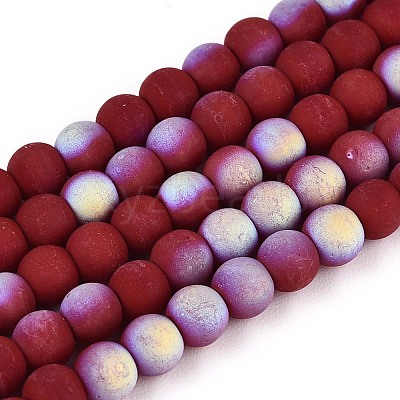 Frosted Opaque Glass Beads Strands GLAA-T032-P4mm-MBB05-1