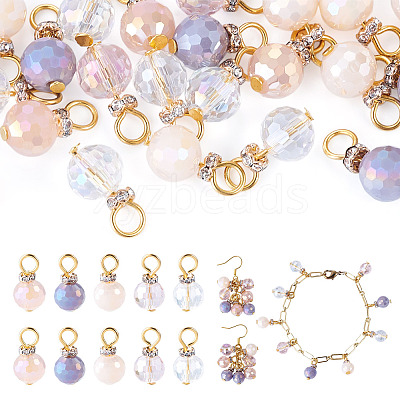 25Pcs Electroplate Glass Charms PALLOY-TAC0314-1
