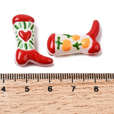 Boot Baking Paint Glass Enamel  Beads LAMP-C020-02-01-1