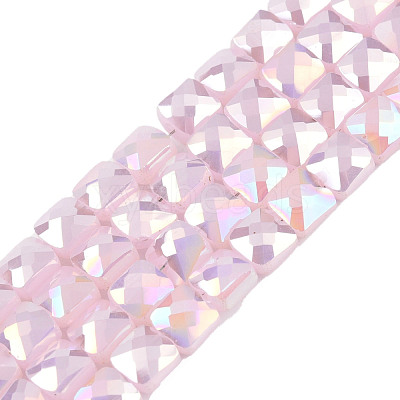 Electroplate Opaque Solid Color Glass Beads Strands EGLA-N002-42-01-1