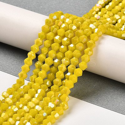 Opaque Solid Color Electroplate Glass Beads Strands GLAA-F029-P4mm-A05-1