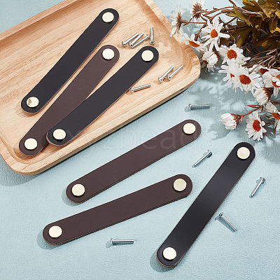 6 Sets 2 Colors Oval Leather Cabinet Handles FIND-HY0003-57-1