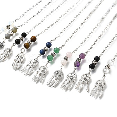 Round Mixed Gemstone Dowsing Pendulums G-M447-07P-1