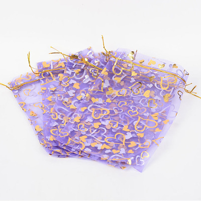 Heart Printed Organza Bags OP-R022-13x18-05-1