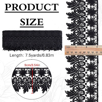 7.5 Yards Polyester Flower Heart Lace Trim Ribbon OCOR-MA0001-45C-1