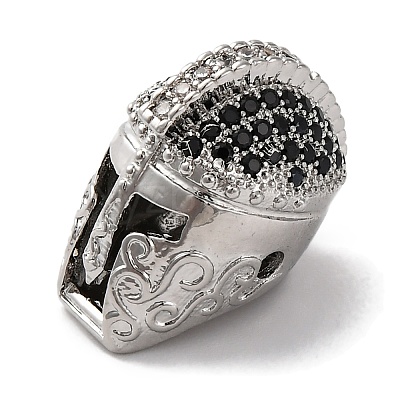 Helmet Shape Rack Plating Brass with Cubic Zirconia Beads KK-S406-15E-1