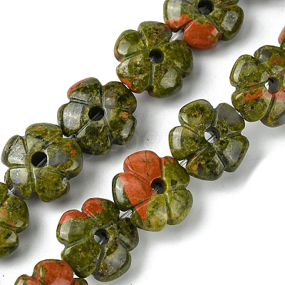 Natural Unakite Beads Strands G-H023-B02-01-1