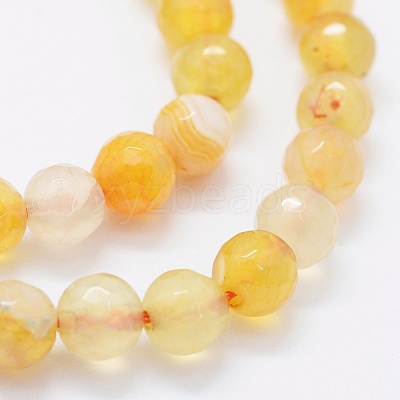 Faceted Natural Agate Beads Strands G-F561-6mm-D06-1
