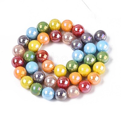 Electroplate Glass Beads Strands X-EGLA-N019-10mm-03-1