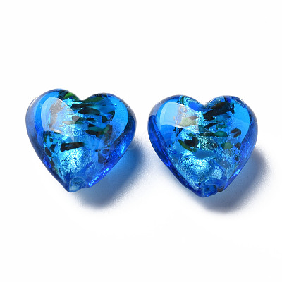 Handmade Lampwork Silver Foil Glass Beads FOIL-T005-01F-1