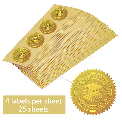 Self Adhesive Gold Foil Embossed Stickers DIY-WH0211-363-1