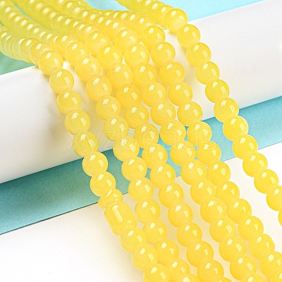 Baking Paint Imitation Jade Glass Round Bead Strands X-DGLA-Q021-6mm-24-1