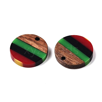 Jamaican Colour Epoxy Resin & Walnut Wood Pendants RESI-N039-122A-1