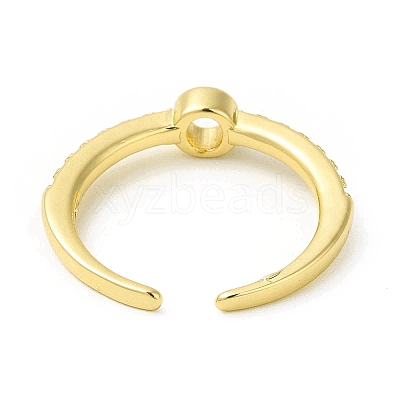 Clear Cubic Zirconia Initial Letter Open Cuff Ring RJEW-H120-09G-O-1