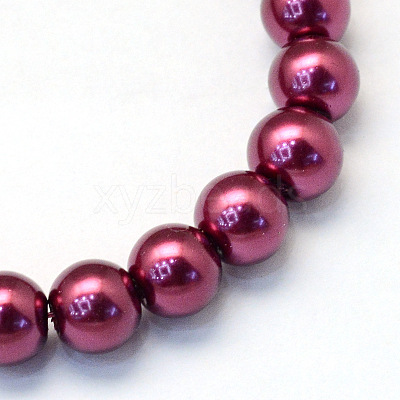 Baking Paint Pearlized Glass Pearl Round Bead Strands X-HY-Q330-8mm-72-1