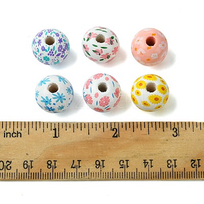 35Pcs 7 Colors Wood European Beads WOOD-FS0001-17-1