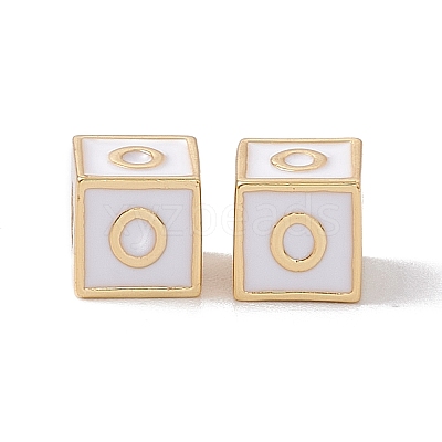 Rack Plating Brass Enamel Beads KK-B060-04G-04O-1