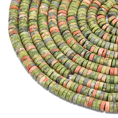 Natural Unakite Beads Strands G-P575-B25-4x1mm-1