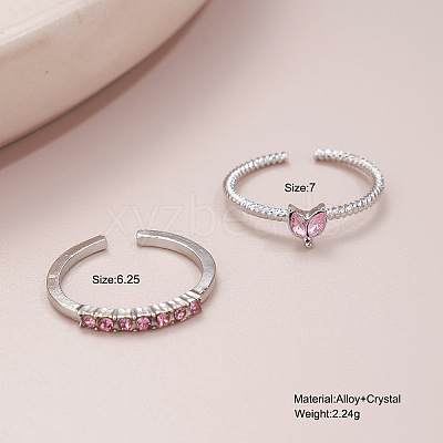 2Pcs Alloy with Rhinestone Cuff Rings FS-WGCB7EB-19-1