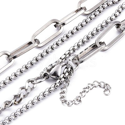 Non-Tarnish 304 Stainless Steel Double Layer Necklaces NJEW-M181-07P-1