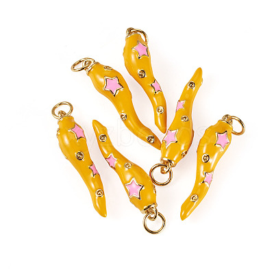 6Pcs Brass Enamel Pendants KK-SW0001-08B-1