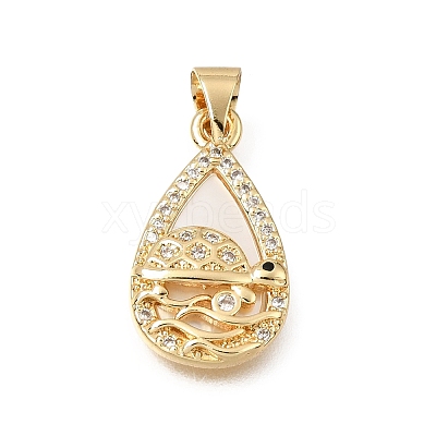 Brass Micro Pave Black Cubic Zirconia Pendants CU-CBAF50C-09G-1