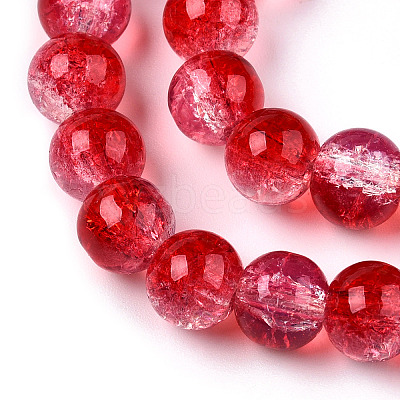 Transparent Crackle Baking Paint Glass Beads Strands DGLA-T003-01B-08-1